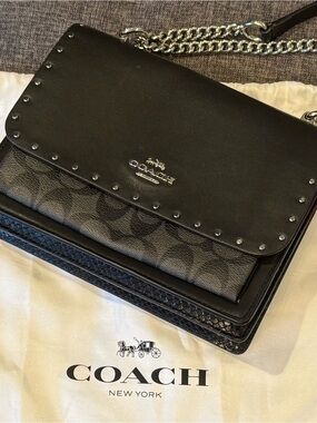 NWT COACH Brand ‘Klare’ Black Studded Signature Crossbody Bag